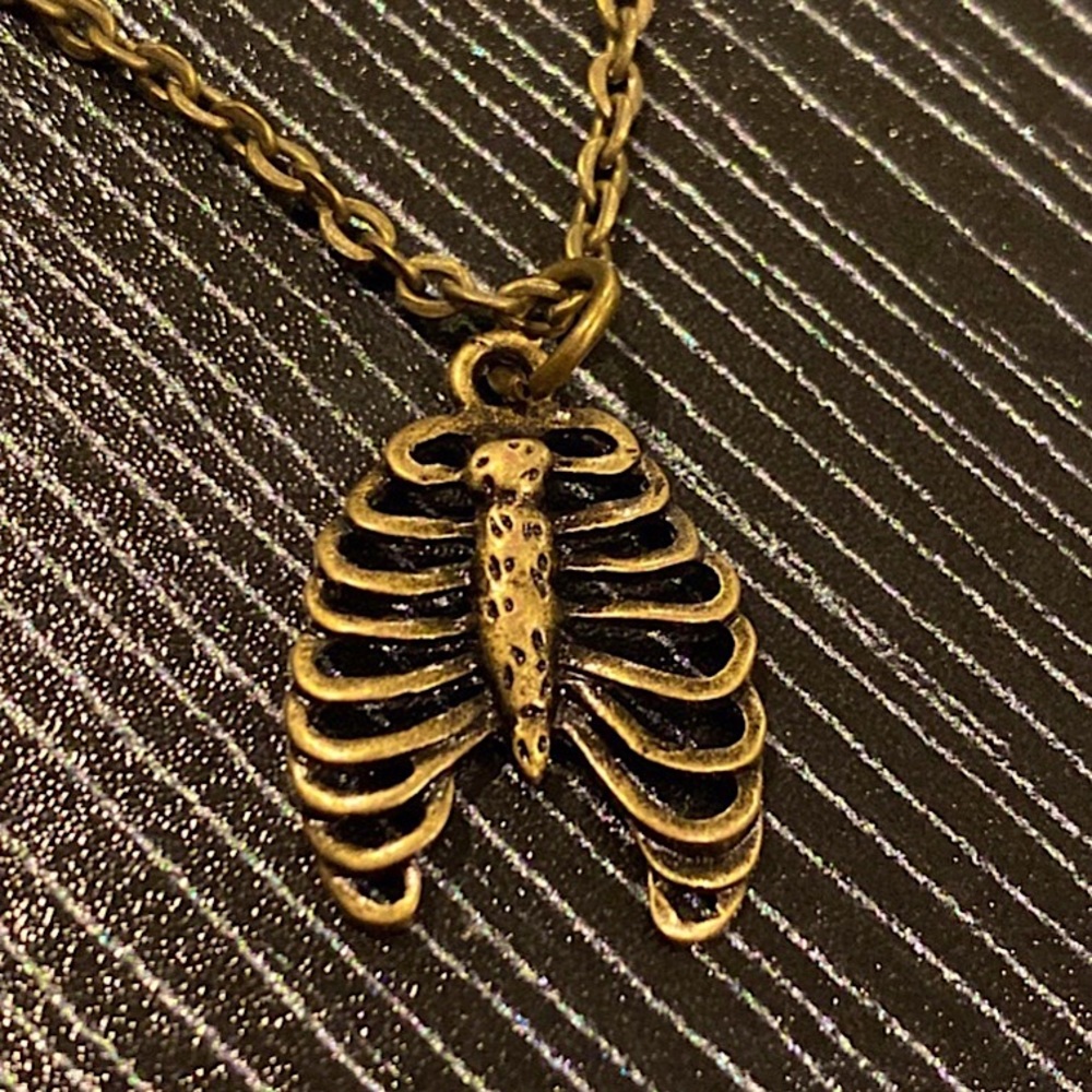 Unisex steampunk gothic grunge mens womens Ribs skeleton bone necklace